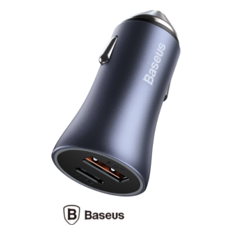 Autonabíjačka BASEUS Contactor Pro Gold 40W + Lightning/USB-C 1.2m sivá