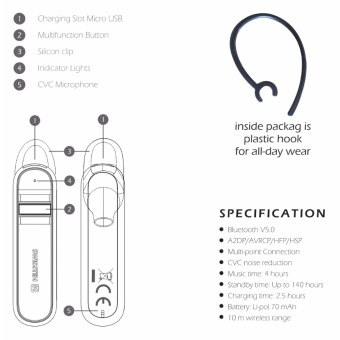 Bluetooth slúchadlo Swissten Caller Headset čierne