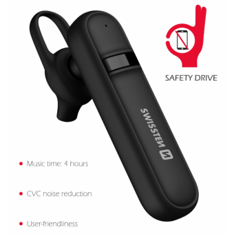 Bluetooth slúchadlo Swissten Caller Headset čierne