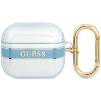 Silikónové puzdro Guess na Apple AirPods 3 GUA3HHTSB Cord modré