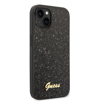 Plastové puzdro Guess na Apple iPhone 14 Pro GUHCP14LHGGSHK Glitter Flakes Metal Logo čierne