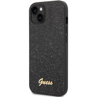 Plastové puzdro Guess na Apple iPhone 14 Pro GUHCP14LHGGSHK Glitter Flakes Metal Logo čierne