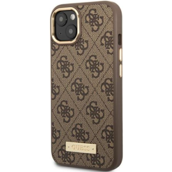 Plastové puzdro Guess na Apple iPhone 14 Pro GUHMP14LU4GPRW PU 4G MagSafe hnedé