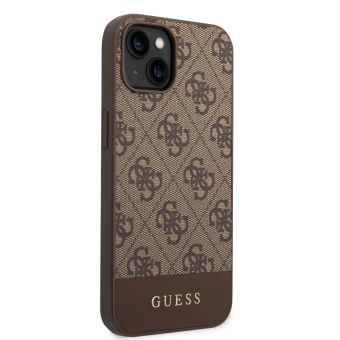 Plastové puzdro Guess na Apple iPhone 14 GUHCP14SG4GLBR 4G Stripe hnedé