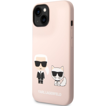 Silikónové puzdro Karl Lagerfeld na Apple iPhone 14 Plus KLHMP14MSSKCI Liquid Silicone Karl and Choupette MagSafe ružové