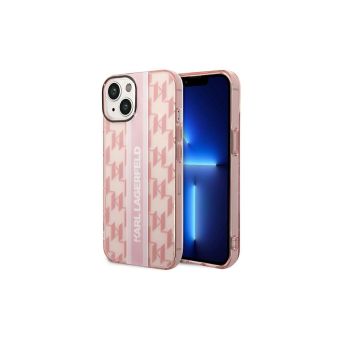 Plastové puzdro Karl Lagerfeld na Apple iPhone 14 Pro KLHCP14SHKLSPCP Monogram Vertical Stripe ružové