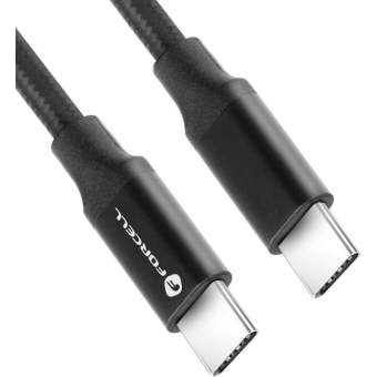 Forcell E-Mark C331, USB-C na USB-C, QC4.0 5A/20V PD100W, 4K, Thunderbolt, 20Gbit/s, 1m, čierny