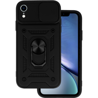 Odolné puzdro na Apple iPhone XR Camshield Ring Armor čierne