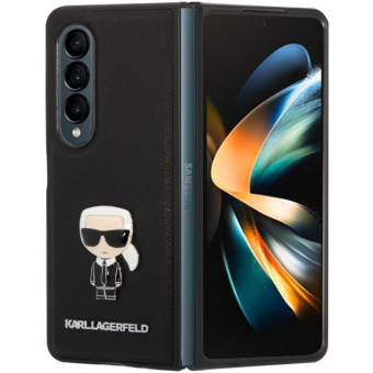 Plastové puzdro Karl Lagerfeld na Samsung Galaxy Z Fold4 5G F936 KLHCZFD4IKMSBK PU Saffiano Ikonik čierny