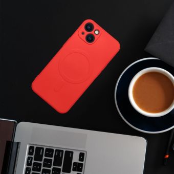 Silikónové puzdro na Apple iPhone 14 Plus Silicone Mag Cover červené