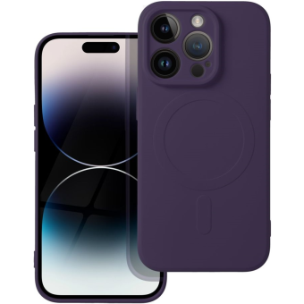 Silikónové puzdro na Apple iPhone 14 Pro Silicone Mag Cover tmavo-fialové