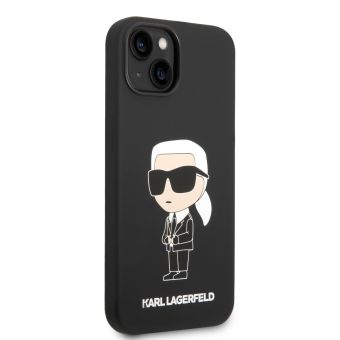 Silikónové puzdro Karl Lagerfeld na Apple iPhone 13 KLHCP13MSNIKBCK Liquid Silicone Ikonik NFT čierne