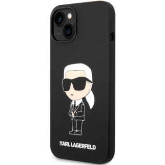 Silikónové puzdro Karl Lagerfeld na Apple iPhone 13 KLHCP13MSNIKBCK Liquid Silicone Ikonik NFT čierne