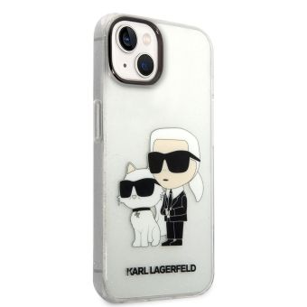 Plastové puzdro Karl Lagerfeld na Apple iPhone 12/12 Pro KLHCP12MHNKCTGT Translucent Karl and Choupette NFT transparentné