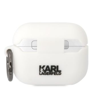 Silikónové puzdro Karl Lagerfeld na Apple AirPods Pro KLAPRUNCHH 3D Choupette Head Logo NFT biele