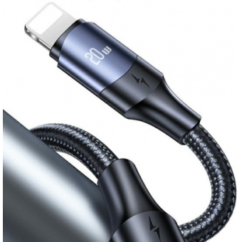 Kábel USAMS U71, USB-C na Lightning 20W PD, 3m, čierny