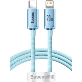 Kábel Baseus Crystal Shine Series CAJY001303, USB-C na Lightning, PD 20W, 1.2 m, modrý