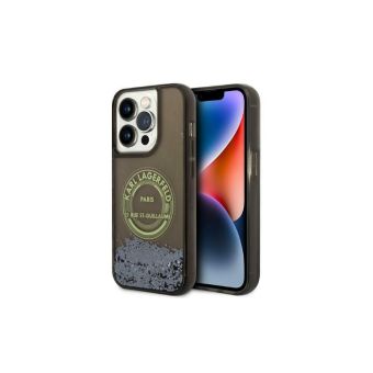 Plastové puzdro Karl Lagerfeld na Apple iPhone 14 Pro KLHCP14LLCRSGRK Liquid Glitter RSG čierne