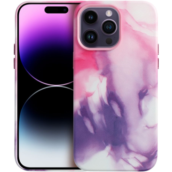 Plastové puzdro na Apple iPhone 14 Pro Max Leather Mag PU Splash fialové
