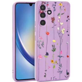 Silikónové puzdro na Samsung Galaxy A34 5G A346 Tech Protect Mood Garden fialové