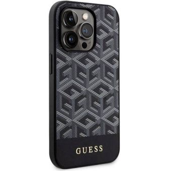 Plastové puzdro Guess na Apple iPhone 14 Pro GUHMP14LHGCFSEK PU G Cube MagSafe čierne