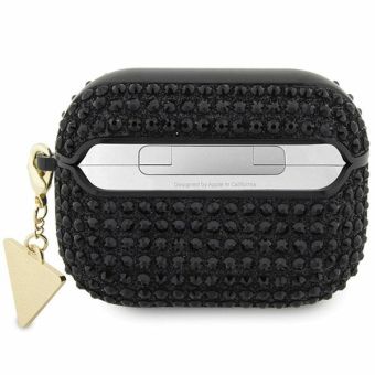 Obal Guess Rhinestones Triangle Metal Logo Apple AirPods Pro GUAPHDGTPK Black