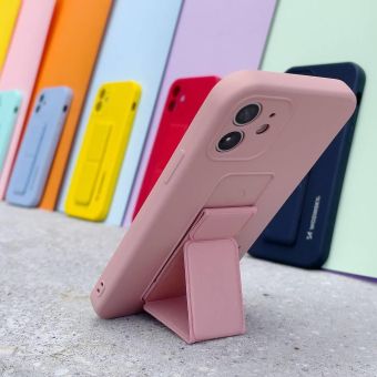 Silikónové puzdro na Apple iPhone 13 Mini Wozinsky Kickstand sivé