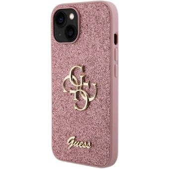 Obal Guess PU Fixed Glitter 4G Metal Logo Apple iPhone 15 GUHCP15SHG4SGP Pink