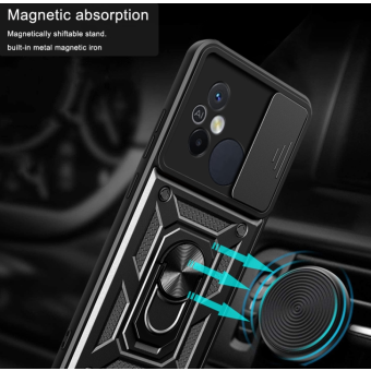 Odolné puzdro na Motorola Moto G42 Camshield Ring Armor čierne