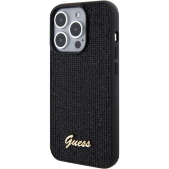 Obal Guess PU Square Mirror Script Logo Apple iPhone 15 Pro GUHCP15XPMSDGSK Black