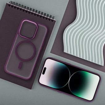 Obal Matte Mag Cover MagSafe Apple iPhone 15 Pro plum red