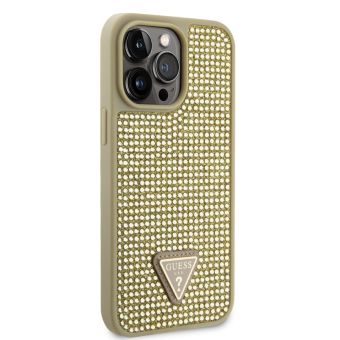 Obal Guess Rhinestones Triangle Metal Logo Apple iPhone 15 Pro GUHCP15LHDGTPD Gold