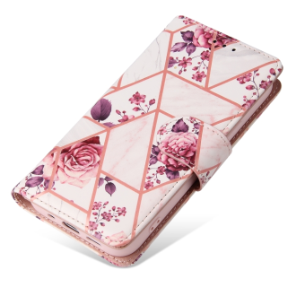 Diárové puzdro na Apple iPhone 14 Marble Bronze Book kvety