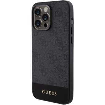 Obal Guess PU 4G Stripe MagSafe Apple iPhone 15 Pro GUHMP15LG4GLGR Black