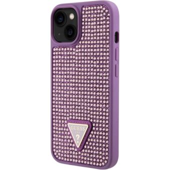 Obal Guess Rhinestones Triangle Metal Logo Apple iPhone 15 GUHCP15SHDGTPU Purple
