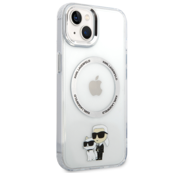 Plastové puzdro Karl Lagerfeld na Apple iPhone 15 KLHMP15SHNKCIT IML Karl and Choupette NFT MagSafe transparentné