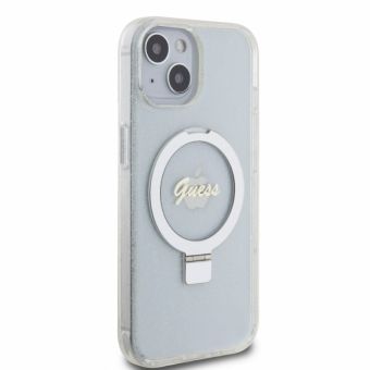 Obal Guess IML Ring Stand Glitter MagSafe Apple iPhone 15 GUHMP15SHRSGSD Transparent