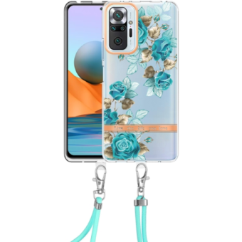 Silikónové puzdro na Xiaomi Redmi Note 10 Pro/Note 10 Pro Max Flower TPU (so šnúrkou) modré