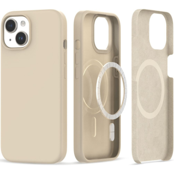 Silikónové puzdro na Apple iPhone 15 Tech-Protect Silicone MagSafe Sand Beige