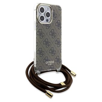 Obal Guess IML 4G Printed Crossbody Apple iPhone 15 Pro Max GUHCP15XHC4SEW Brown