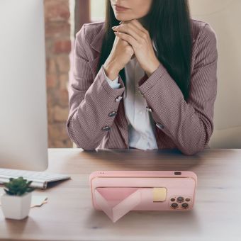 Obal LEATHER Case Kickstand Xiaomi Redmi 13C/POCO C65 pink