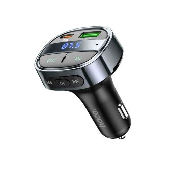 HOCO FM transmitter USB-A QC 3.0  Plus USB-C PD 30W E70 - čierny