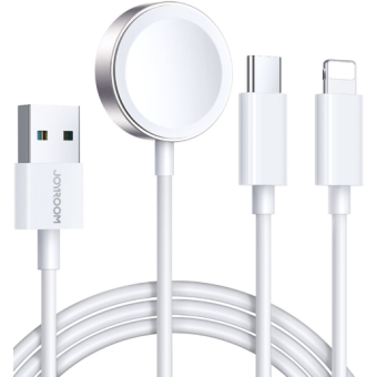 Joyrrom S-IW008 3v1, USB-A/iWatch,,Lightning,,USB-C, 1.2m, biela