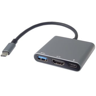 PremiumCord Adaptér USB-C na HDMI + USB3.0 + PD, rozlíšenie 4K a FULL HD 1080p