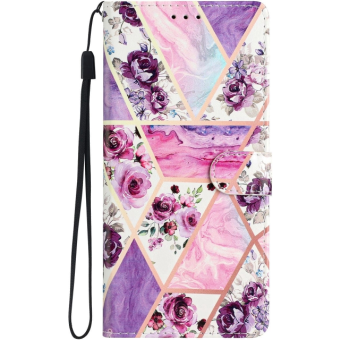 Diárové puzdro na Motorola Moto G14 Tech-Protect Wallet kvety mix fialové