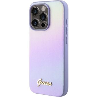 Obal Guess PU Leather Iridescent Metal Script Apple iPhone 15 Pro GUHCP15LPSAIRSU Purple