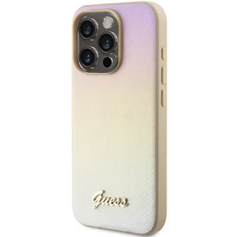 Obal Guess PU Leather Iridescent Metal Script Apple iPhone 15 Pro GUHCP15LPSAIRSD Gold