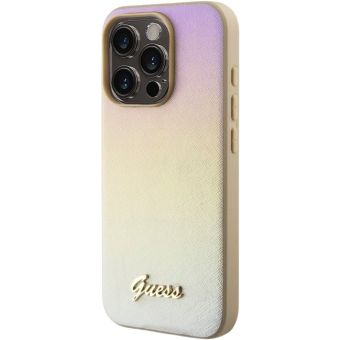 Obal Guess PU Leather Iridescent Metal Script Apple iPhone 15 Pro GUHCP15LPSAIRSD Gold