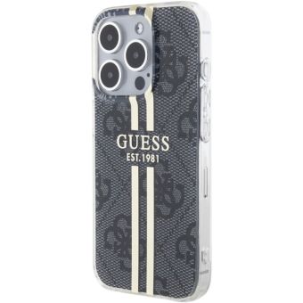 Obal Guess IML 4G Gold Stripe Apple iPhone 15 Pro GUHCP15LH4PSEGK Black