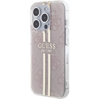 Obal Guess IML 4G Gold Stripe Apple iPhone 15 Pro GUHCP15LH4PSEGP Pink